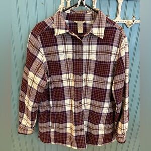 Duluth Trading Co women’s Casual Plaid jacket - Maroon and Cream
